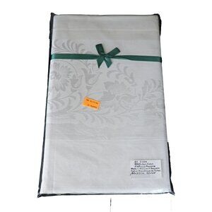 Vintage Large Damask Tablecloth White Table Topper Rectangle